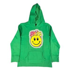Justice Smiley Face Hoodie Kids Size 18 Green